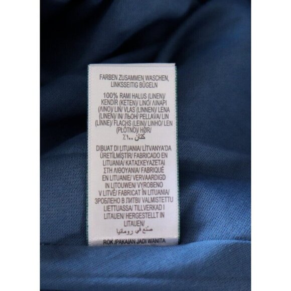 Jaeger Women's US4 UK8 Chambray Blue Pure Linen Midi Skater Skirt Side-Zip NWT - Picture 10 of 10